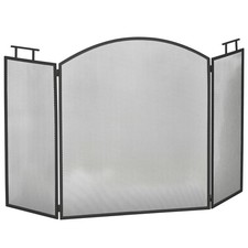 Kaminschutzgitter Funkenschutzgitter mit Netz zusammengefaltet Metall Schwarz