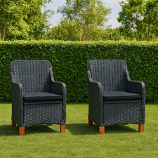 Gartenstuhl mit Kissen Stuhl Gartensessel Gartenmöbel 2 Stk. Poly Rattan