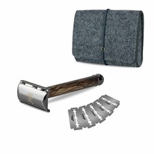 Edelstahl Rasierhobel Set Herren inkl. Klingen & Tasche – Geschenkidee Rasierer