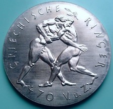 DDR Medaille 40mm - Griechische Ringer 1973, Gesellschaft Olympischer Gedanke