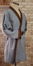 KLAPPENROCK - schwere Mantelwolle -hell blau + braun- *MITTELALTER-Wikinger-LARP