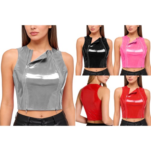 Frauen weste leder - pu-leder, crop-top