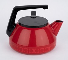 70er Jahre Space Age Silit Wasserkessel / Wasserkocher Emaille Rot - Top Zustand