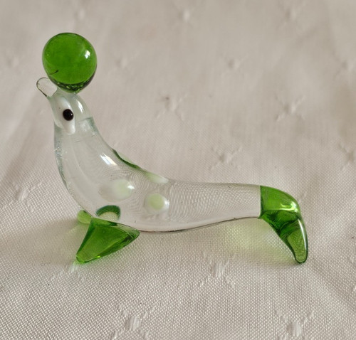 Glasfigur miniatur seehund - glasfigur,