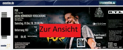 Pur souvenir konzert karte - souvenir,