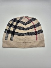 Burberry Mütze Beanie Wolle Karo Beige Made in Italy