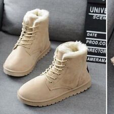 Schlupf Stiefel Flache Schuhe Warm Winterstiefel Stiefeletten Boots Schnee Damen