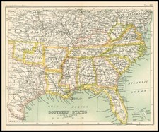 um 1912 Karte der SÜDSTAATEN