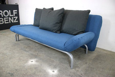 Rolf Benz Schlafcouch Grob Gewebt Stoff Blau Ausziehbar Dreisitzer Sofa Designer