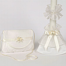Kerzentuch Kommunion Tasche  Kerzenrock zum Kommunionkleid creme ivory beige *43