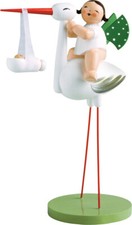 Wendt & Kühn, Storch mit Wickelkind, Mädchen, Beschriftung mögl. 5254/11r 12,5cm