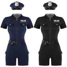 DE 4Pcs Damen Polizei Kostüm Sexy Polizistin Uniform Offizier Outfit Erwachsene