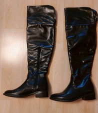 Overkneestiefel Tamaris Schwarz Leder Gr. 38 Langschaftstiefel Hohe Stiefel 
