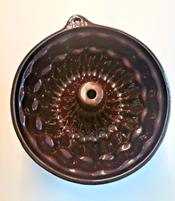 Große Vintage Guglhupf Backform Keramik dunkelbraun ø ca 24,5 cm