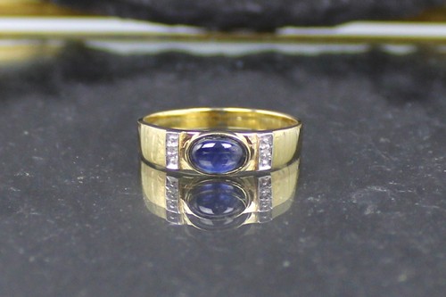 Saphir diamantring aus 585er - saphir-diamantring,