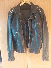 Schwere Lederjacke Größe 52 Lederhose Größe L schwarz Nierenschutz Biker Chopper
