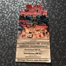 Iron Maiden ticket Hannover Eilenriedehalle 08/12/90 #2737 No Prayer tour