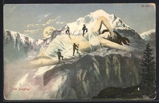 AK Bergsteigen, Die Jungfrau als Berg mit Bergsteigern, Berggesichter 