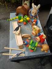 Set Baby HOLZ Spielzeug Nachzieh-/Schiebetiere Kreisel Auto Haba ua Drache Hase