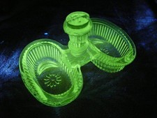 Saliere Salz u. Pfeffer Menage Uranglas Mangan antik alt Jugendstil floral