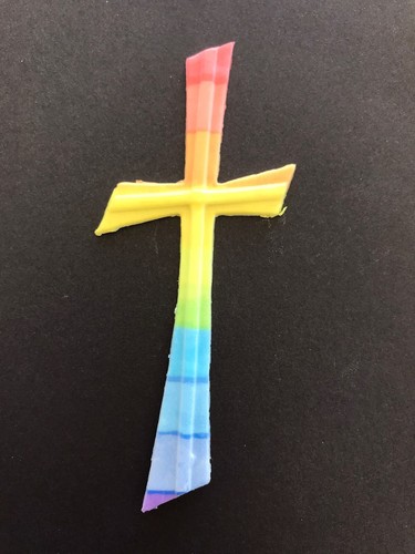 Verzierwachs kreuz regenbogen - verzierwachs,