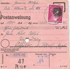 897244) SBZ Postanweisung mit