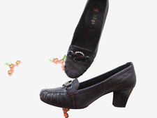 Damen Högl Pumps Softliner Komplett echt Leder Gr.38 Farbe Aubergine+neuwertig