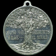 BAYERN: Alu-Medaille 1911. PRINZREGENT LUITPOLD - AUF DEN 90. GEBURTSTAG.