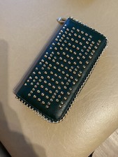 Tolle Geldbörse Etui grün Nieten Kette viele Fächer Neu