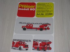 Preiser 31265 Drehleiter DL 30 Magirus F 150 D 10 Staffelfahrerhaus Bausatz 1:87