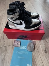 Nike Jordan 1 Retro High Silver Toe Schwarz Silber Gr.38 limitiertes Modell!!