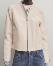 MASSIMO DUTTI, Lederjacke, Bikerjacke, Echtleder, L, 40, neu, beige, Neuware