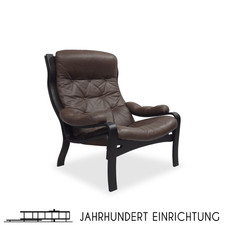 Lounge Chair VIDJA | Mid Century Sessel | 70er IKEA Vintage | Ledersessel Braun