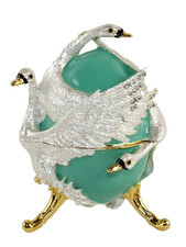 Schmuckei Spieluhr Schwan Schmuckdose Ei Emaille Schwanensee