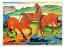 Poster Weidende Pferde IV (Die Roten Pferde) - Franz Marc