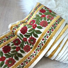 Webborte Brokat Borte Vorhang Blumenmuster 60er / 70er Meterware b 22,5 cm