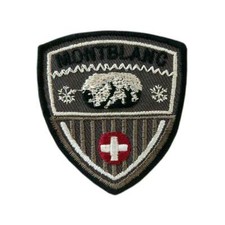 Aufbügler  Patch Montblanc Wappen grau mit Schweizer Kreuz Aufnäher NEU 