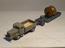 WIKING H0 SET BÜSSING 8000 "POST" MIT 2-ACHS-TIEFLADEANHÄNGER KABELTRANSPORT