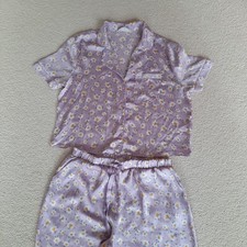 Damen Pyjama, Schlafanzug Hose+ Oberteil Nachtwäsche Loungewear 38/40 flieder