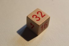 Würfel 2-4-8-16-32-64, Verdoppler für Backgammon   Echtholz  Zahlen Farbe rot  K