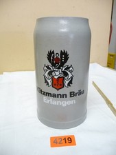 4219.     Alter Steingut Bierkrug Kitzmann Bräu Erlangen  Bierkrug   3 L