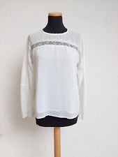 Weiße Punkte Spitzen Bluse von Zara, Gr. L