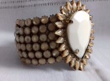 Rodrigo Otazu Armreif, beige Kristalle, Couture, Designer, Cuff, Bracelet
