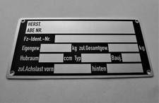 Typenschild blanko PKW