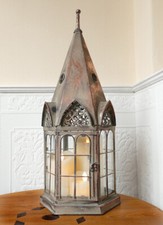 Laterne Windlicht Vitrine Gewächshaus Kupfer Shabby Landhaus Vintage Metall 58cm