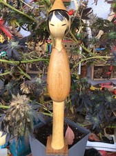 Große seltene Kokeshi Holzpuppe aus Japan - Handarbeit mit Bodenstempel 60/70er