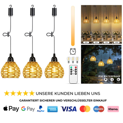 3er boho hängelampe - 3er,