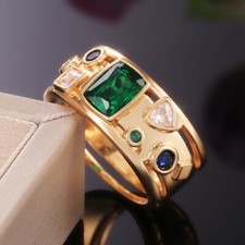 18k Gelbgold Vergoldet Party Ring Hübsche Männer/Frauen Zirkonia Schmuck