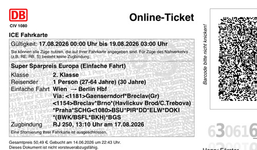Bahnticket wien berlin - -, wien-berlin