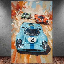 LEINWAND BILDER XXL ABSTRAKT AUTO RENNEN 917 MODERNE KUNST WAND POSTER P1555